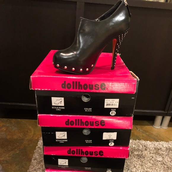 Dollhouse Shoes Dollhouse Studded Black Booties Wside Zipper Poshmark